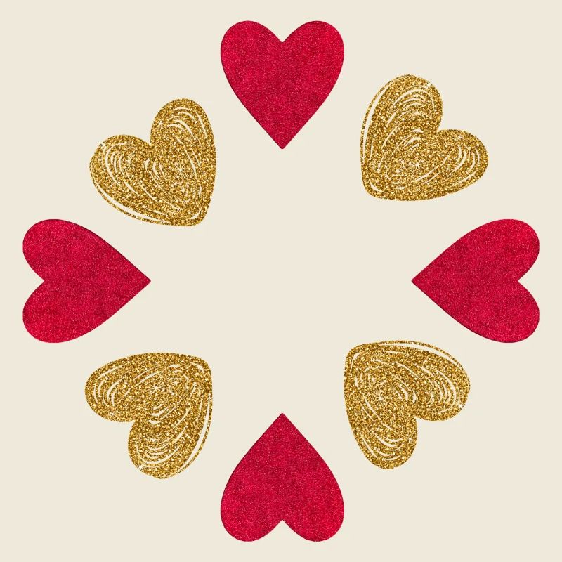 Cercle de Cœurs Glitter Rouge Or