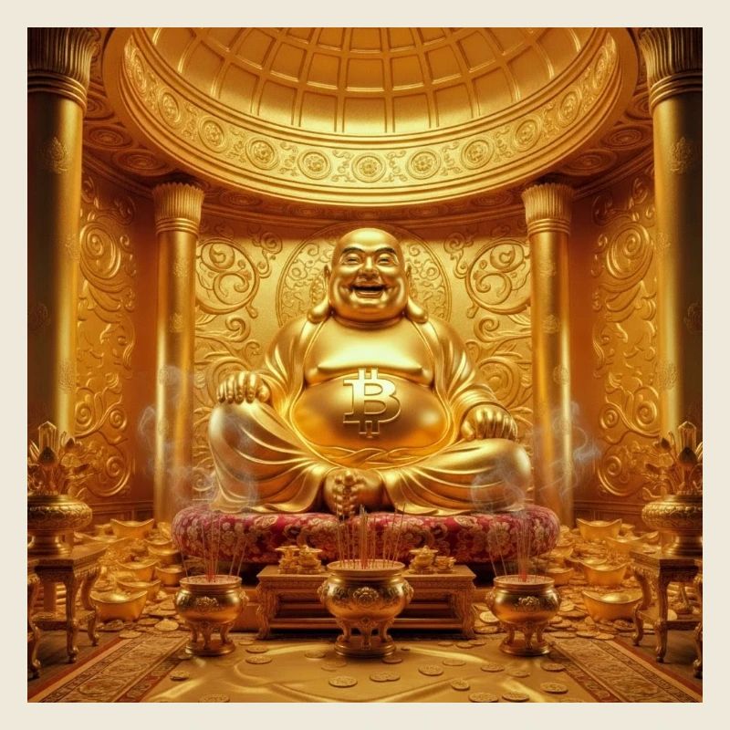 Goldener Bitcoin Buddha Tempel
