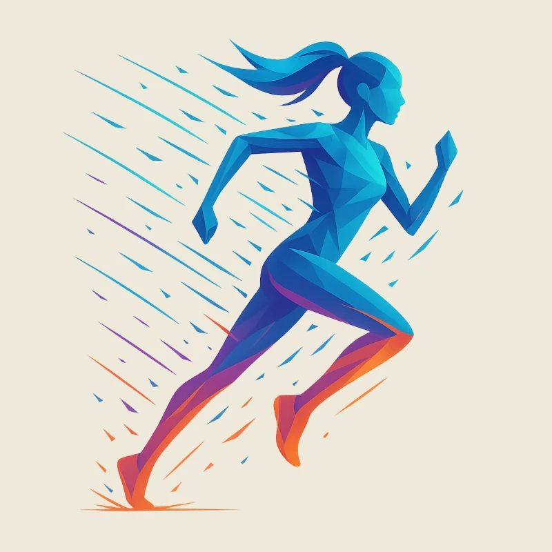 Coureur géométrique en mouvement