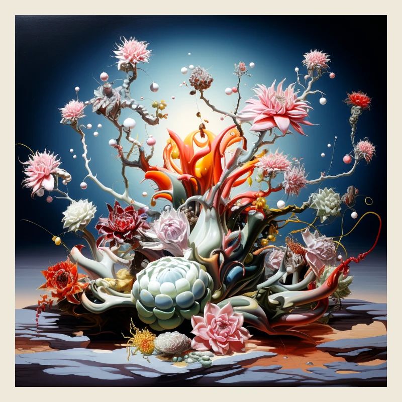Flower alchemy in neon light