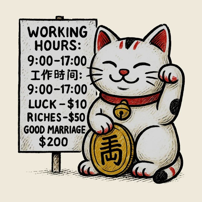 Lucky Cat Fortune Signboard