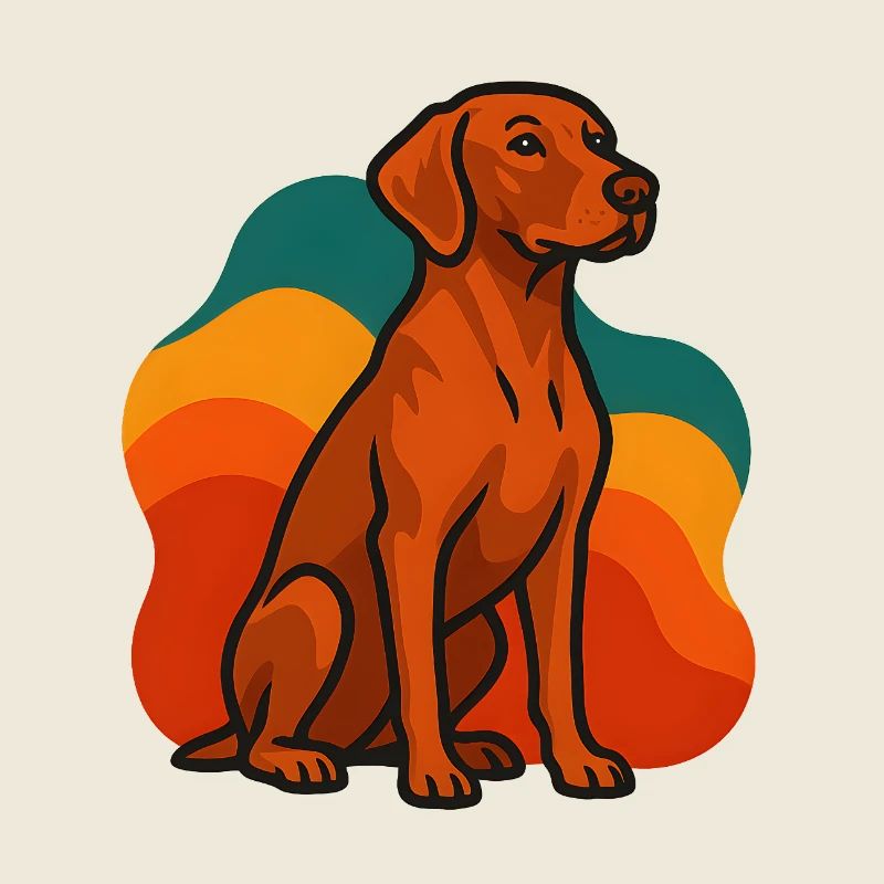 Vizsla Hund in Retro Palette