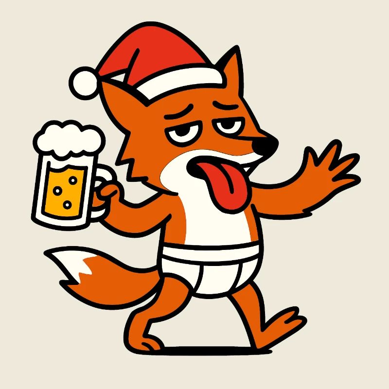 Wald Fuchs Santa Weihnachtsmütze Bier Unterhose
