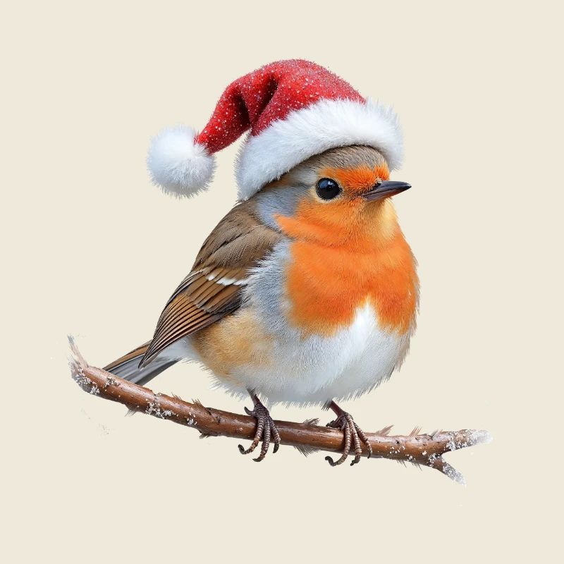 Robin Santa Hut auf Ast
