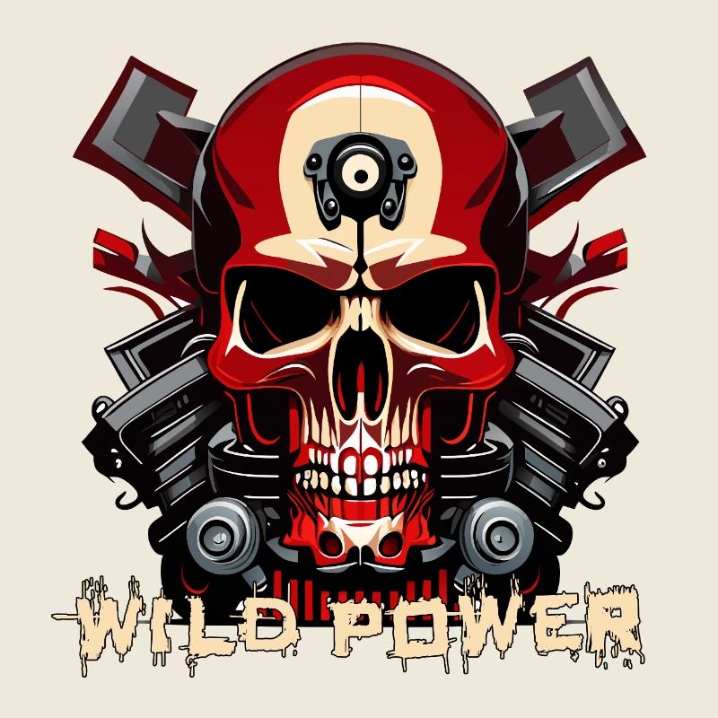 Wild Power Skull Moto Art