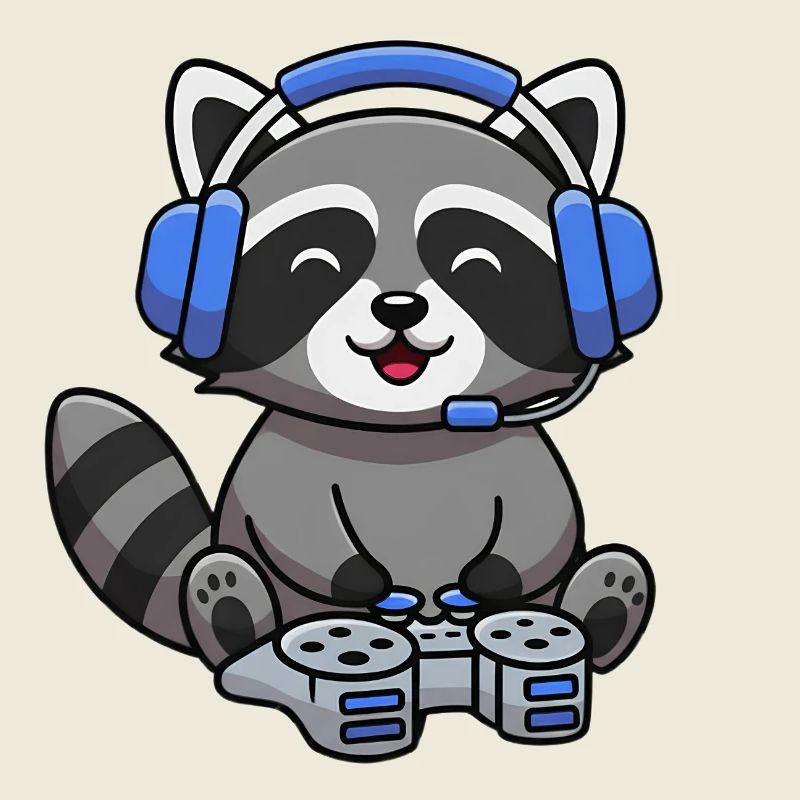 Waschbär beim Gamen
