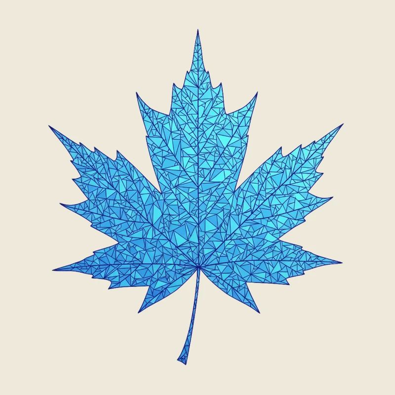 Geometric Blue Maple Leaf Print