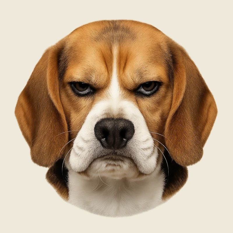 Beagle-Porträt mit ernster Mimik