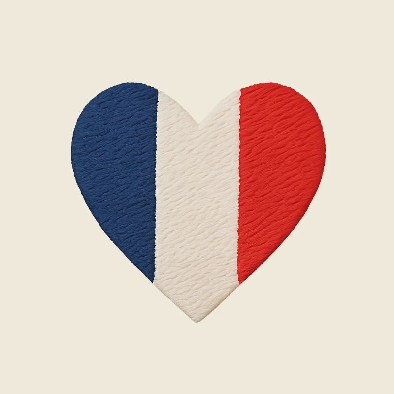 Cœur tricolore bleu blanc rouge
