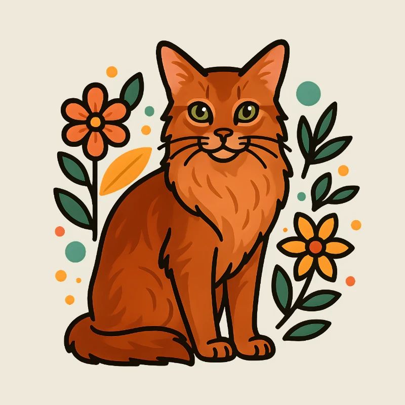 Chat somalien et fleurs