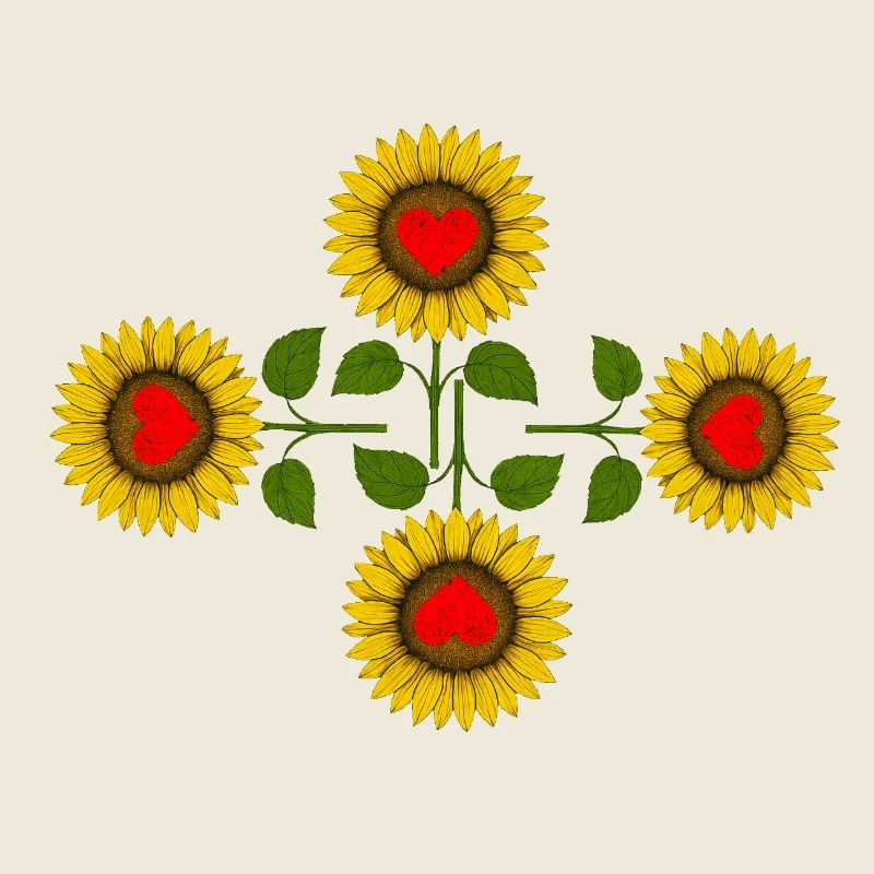 Sonnenblumen mit Herz in der Mitte