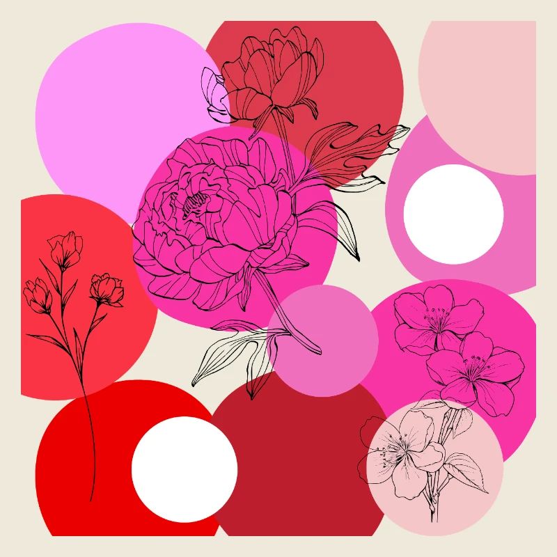 Floral lines over color wheels