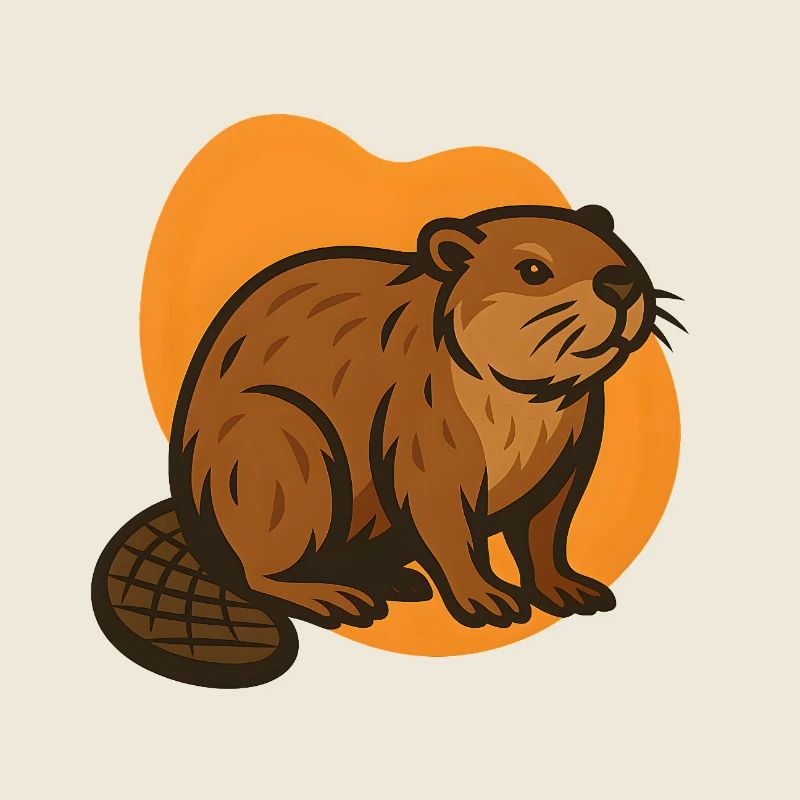Castor sur fond orange