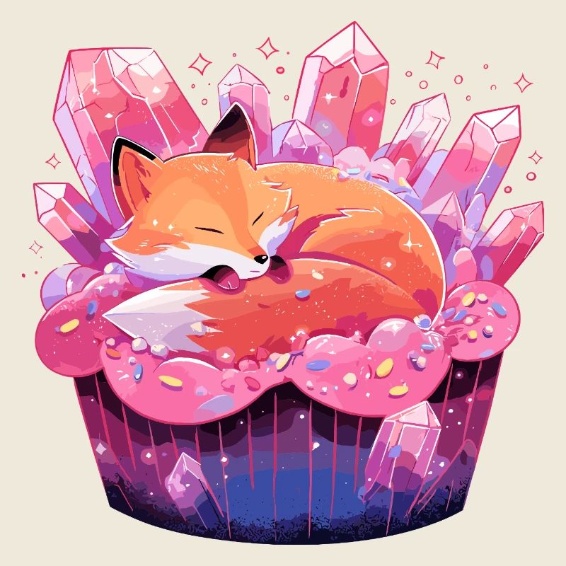 Renard endormi dans un gâteau de cristal