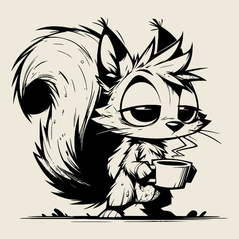 Ohne Kaffee kein Eichhörnchen bei der Arbeit