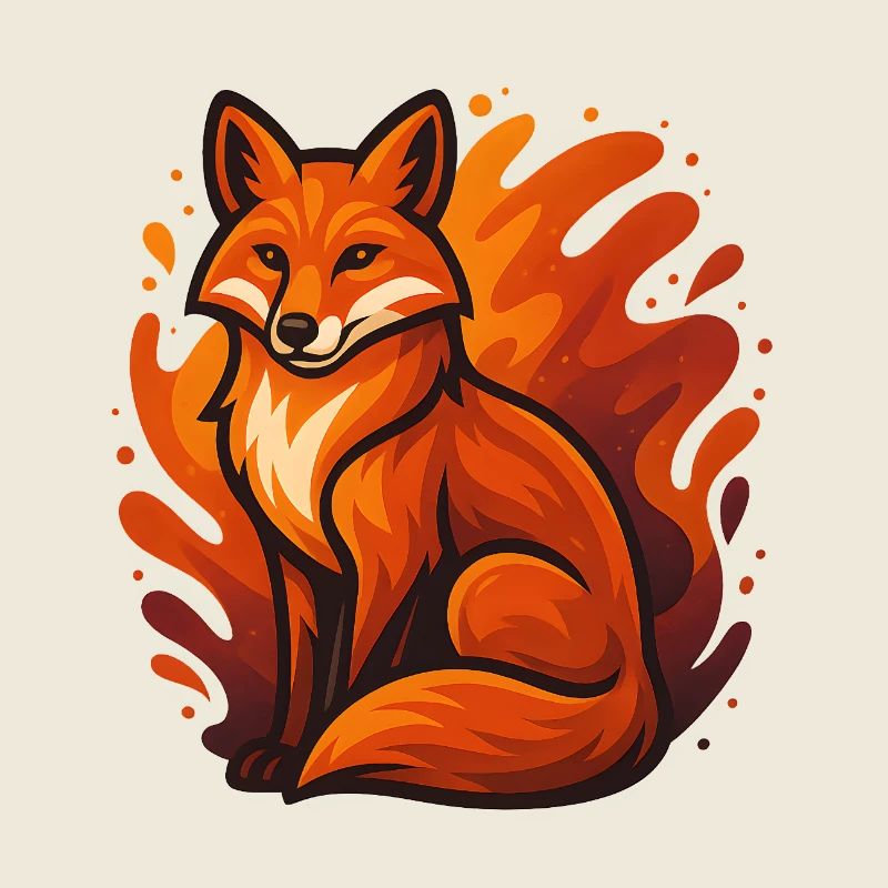 Renard flamboyant dans un style graphique