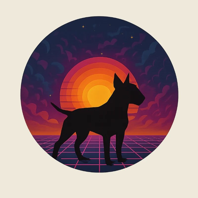 Neon Sunset Dog Silhouette