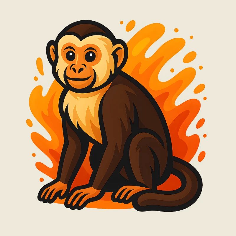 Marque Singe Capucin Dessin animé Design