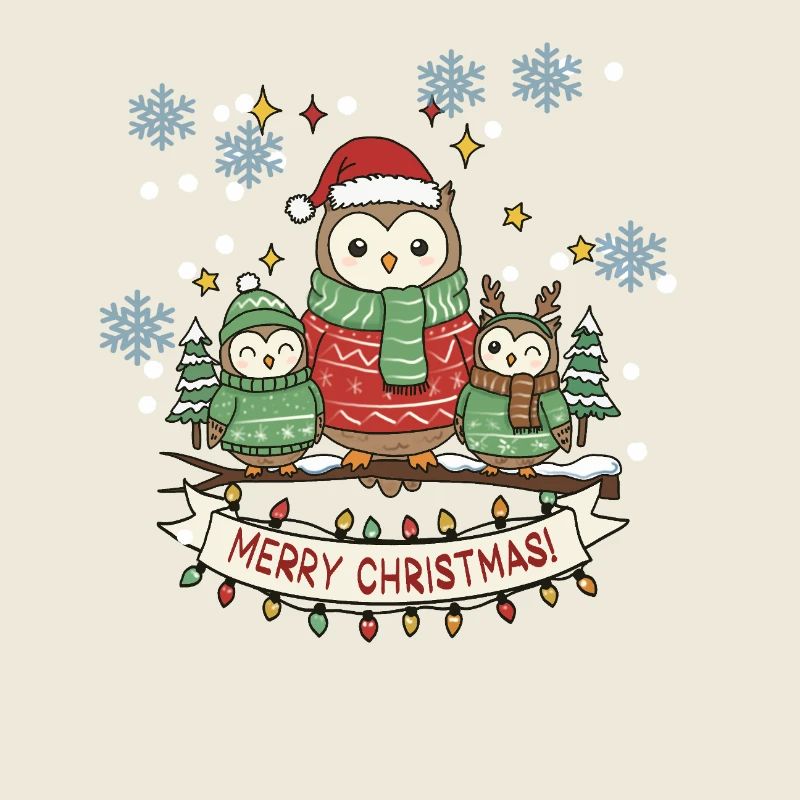 Trio de hiboux d’hiver Noël