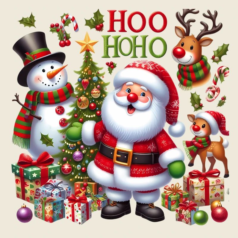 Fröhlicher Weihnachtsmann und Freunde