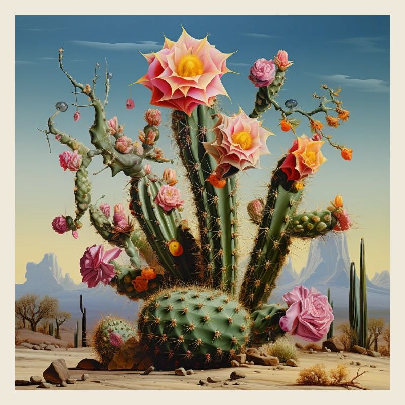 Cactus du désert à la fleur de rose