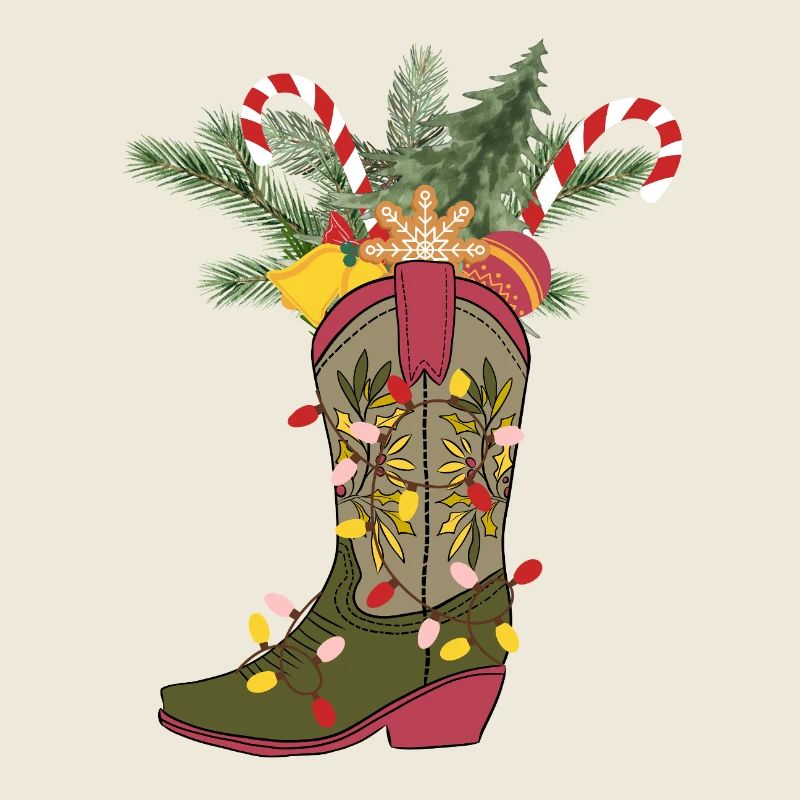 Christmas cowboy boot