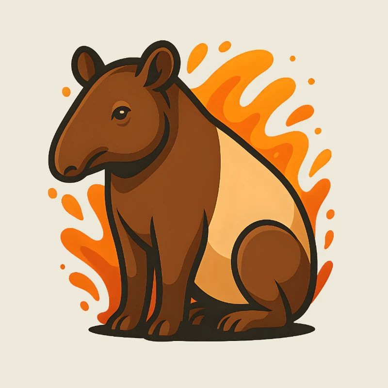 Tapir in flammender orangefarbener Aura
