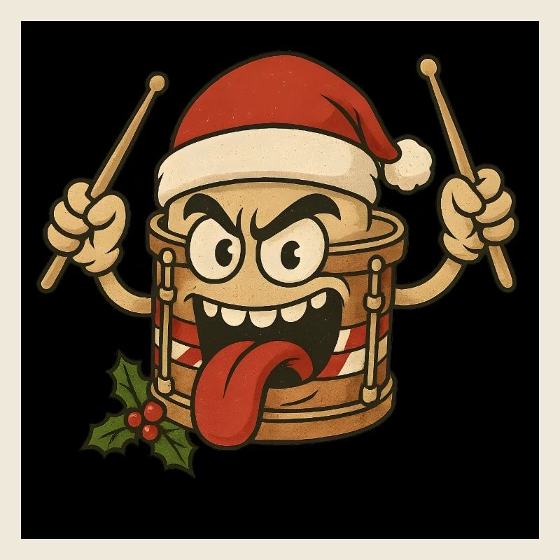 Christmas drum with a cheeky face