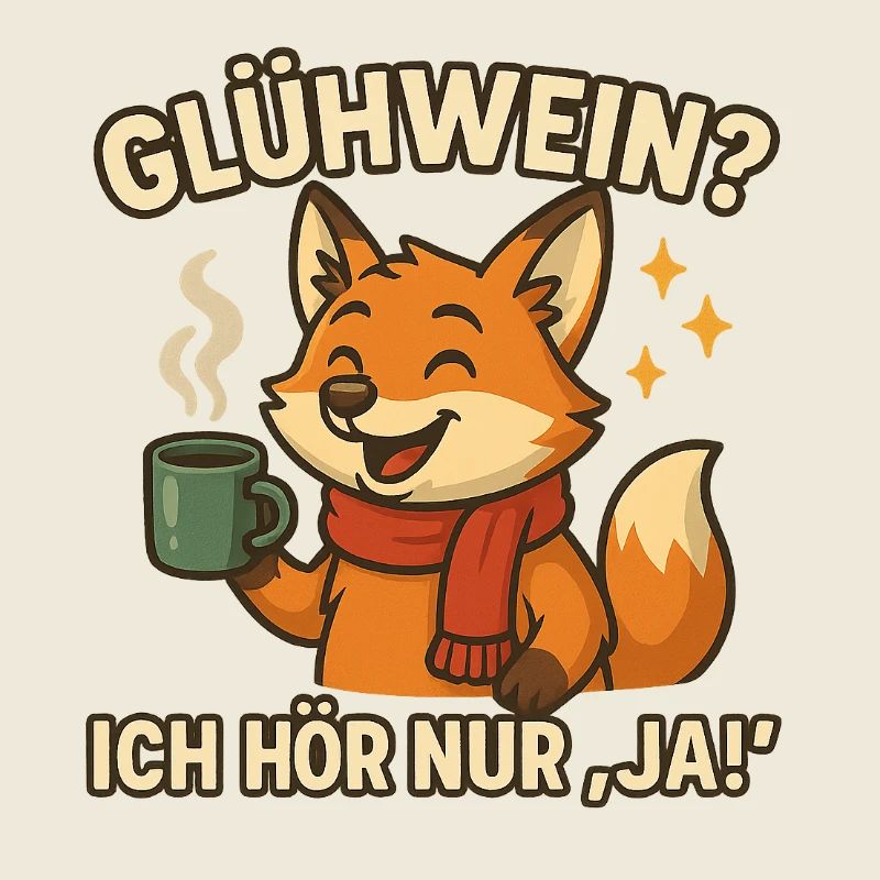 Winterfuchs genießt Glühwein