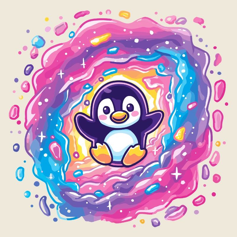 Bunter Pinguin im Wirbelportal