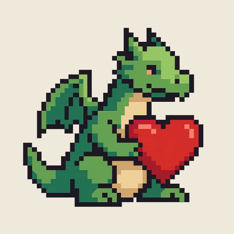 Pixel Dragon with Heart