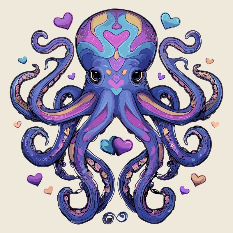 Mer de couleurs Poulpe Cœur