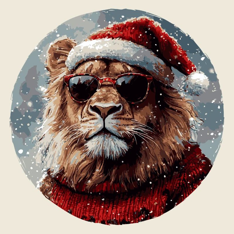 Lion Noël drôle, cool