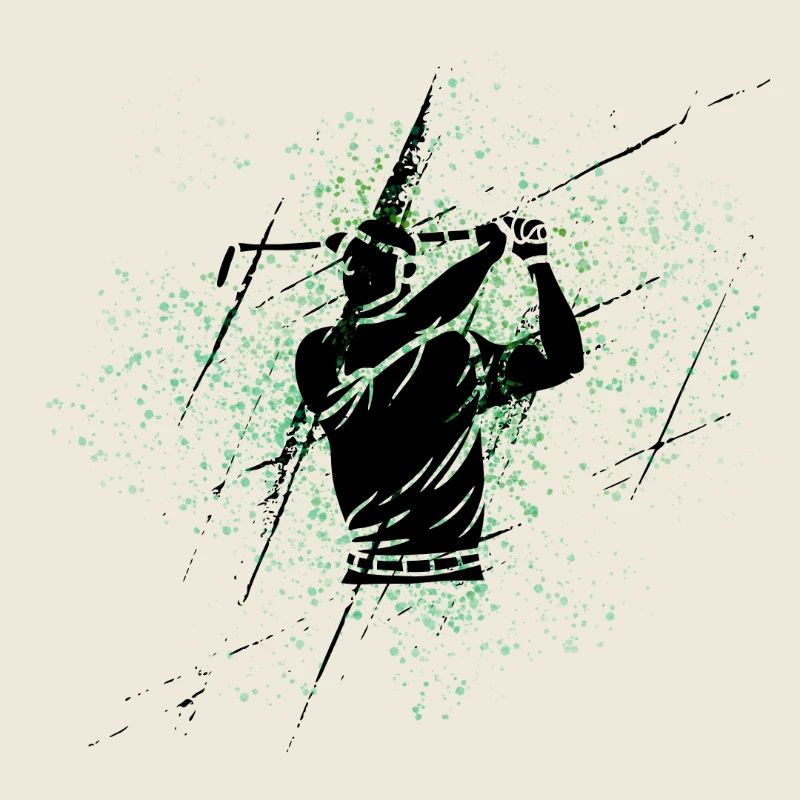 Golfer silhouette with green spots