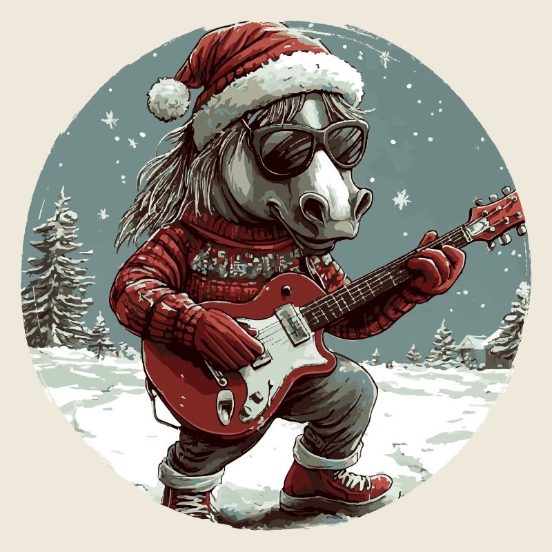 Pferd Weihnachten Gitarre