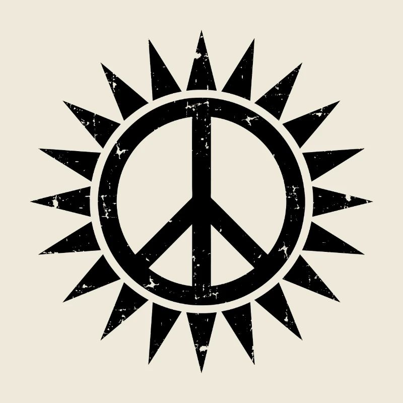 Friedenssymbol in einer Sonne mit Grunge-Effekt