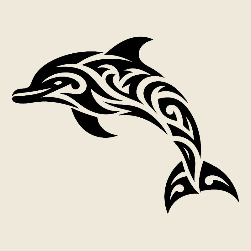 Springender Tribal Tattoo Tümmler Delfin