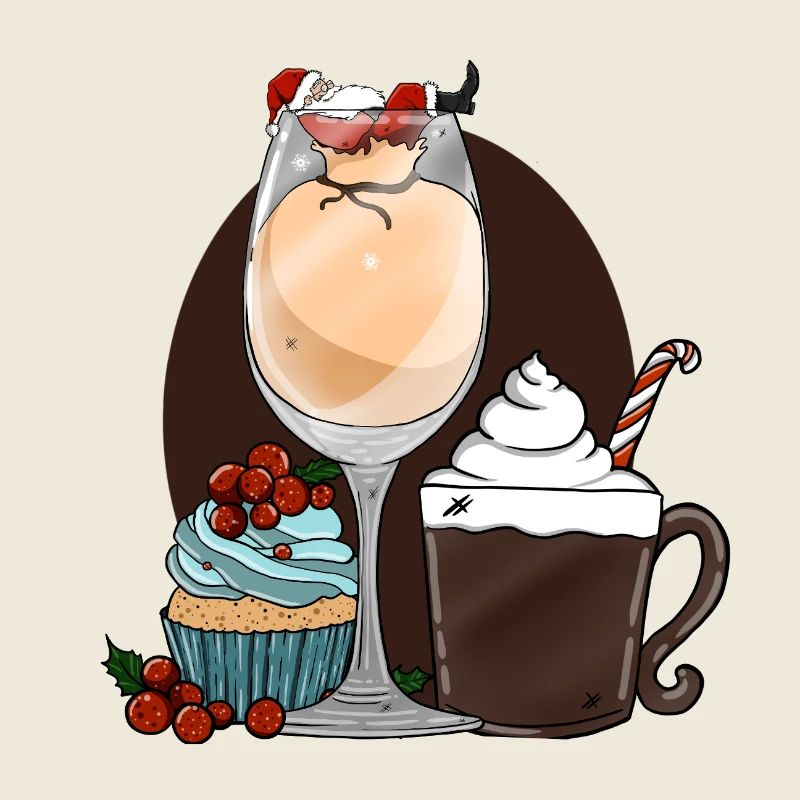 Festliche Dessertgetränke mit Weihnachtsmann