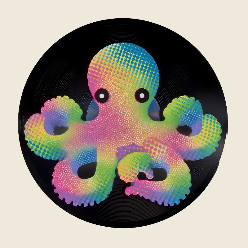 Colorful Pixel Octopus on Vinyl