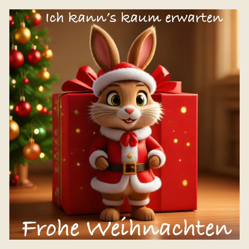 Lapin de Noël en costume de Père Noël