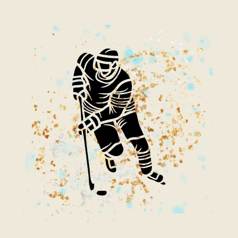 Hockey sur glace bleu doré