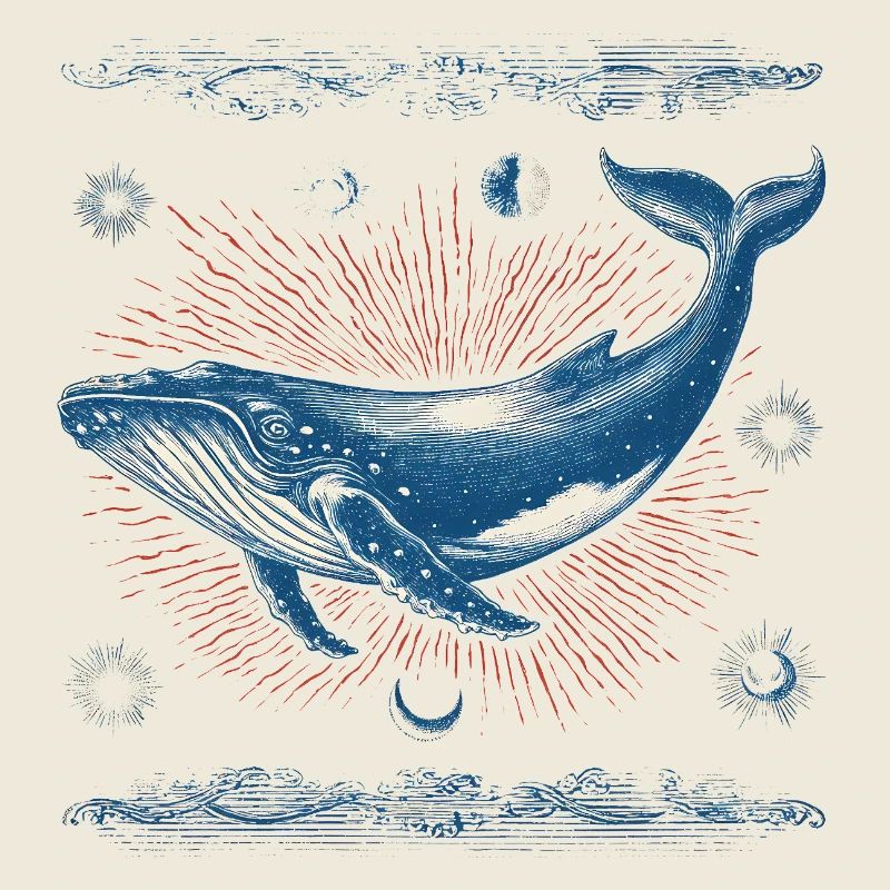 Baleine rétro mystique dans le cosmos