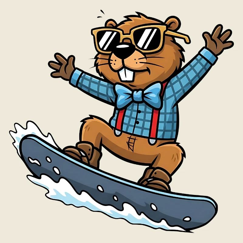 Cool Snowboard Beaver Comic Sunglasses