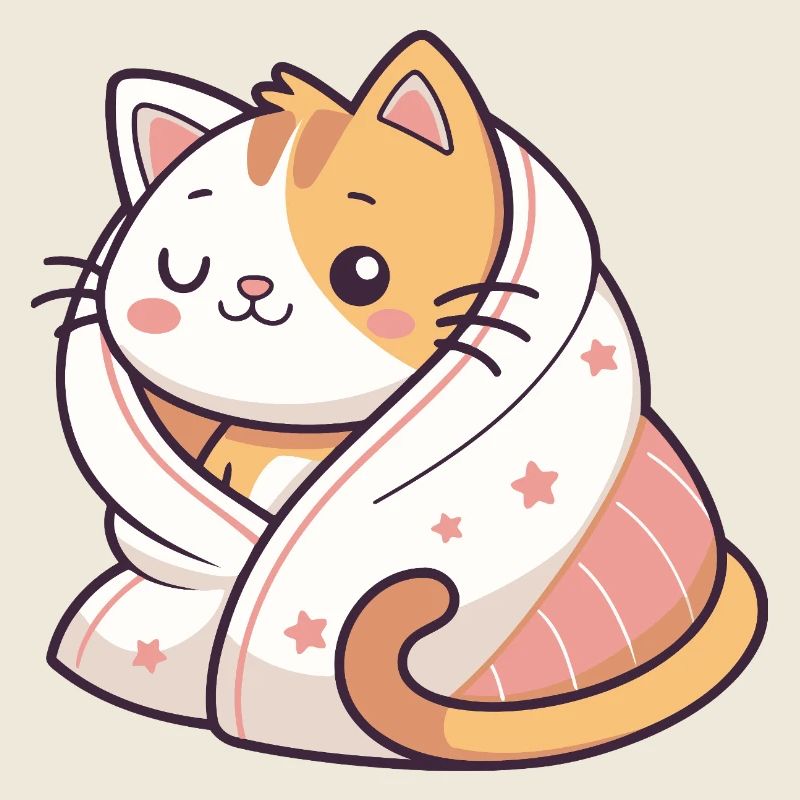 Chat câlin enveloppé dans couverture étoilée