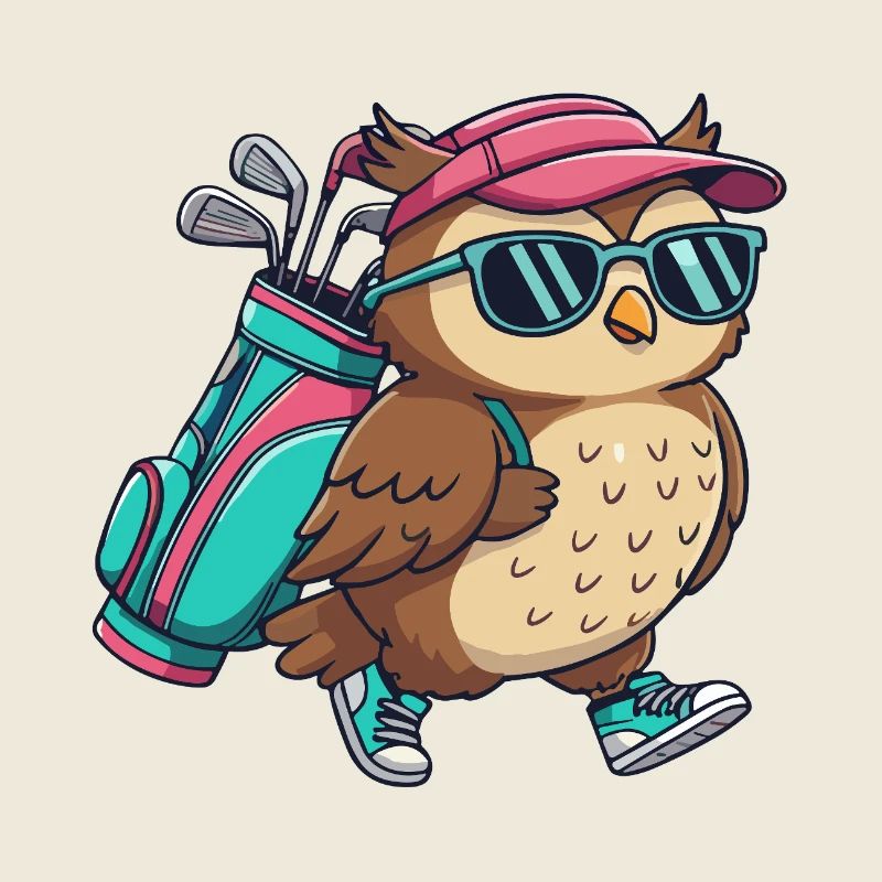 Lustiger Eulen-Golfer Cartoon Cooles Golftier
