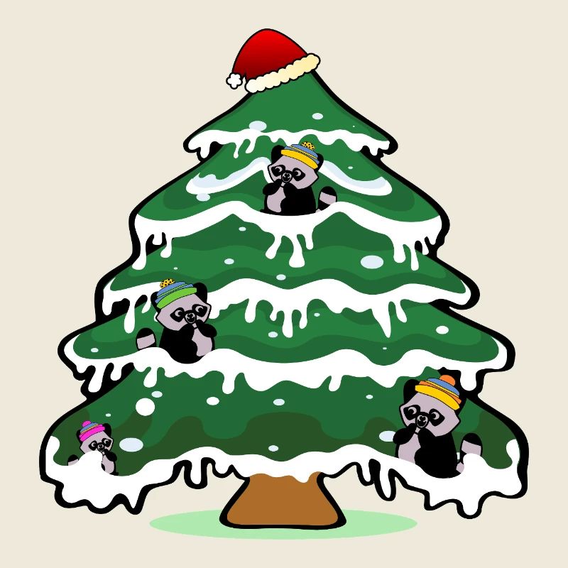 Weihnachten Waschbären Weihnachtsbaum