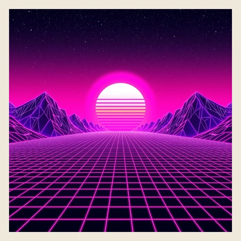 Neon Horizon Retrogrid Sunrise