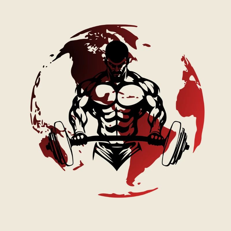 Silhouette de musculation sur Globe Rouge