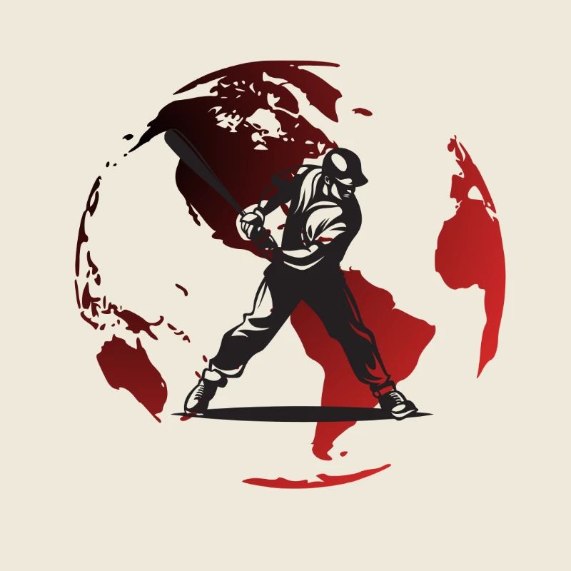 Joueur de baseball sur globe rouge