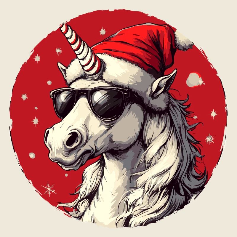 Weihnachts-Unicorn mit Sonnenbrille
